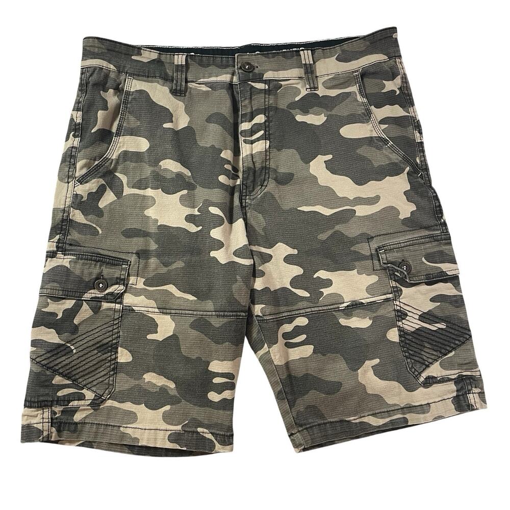Camo Cargo Shorts Men's 34x10 Stretch Fabric by Monument Authentic Clothing